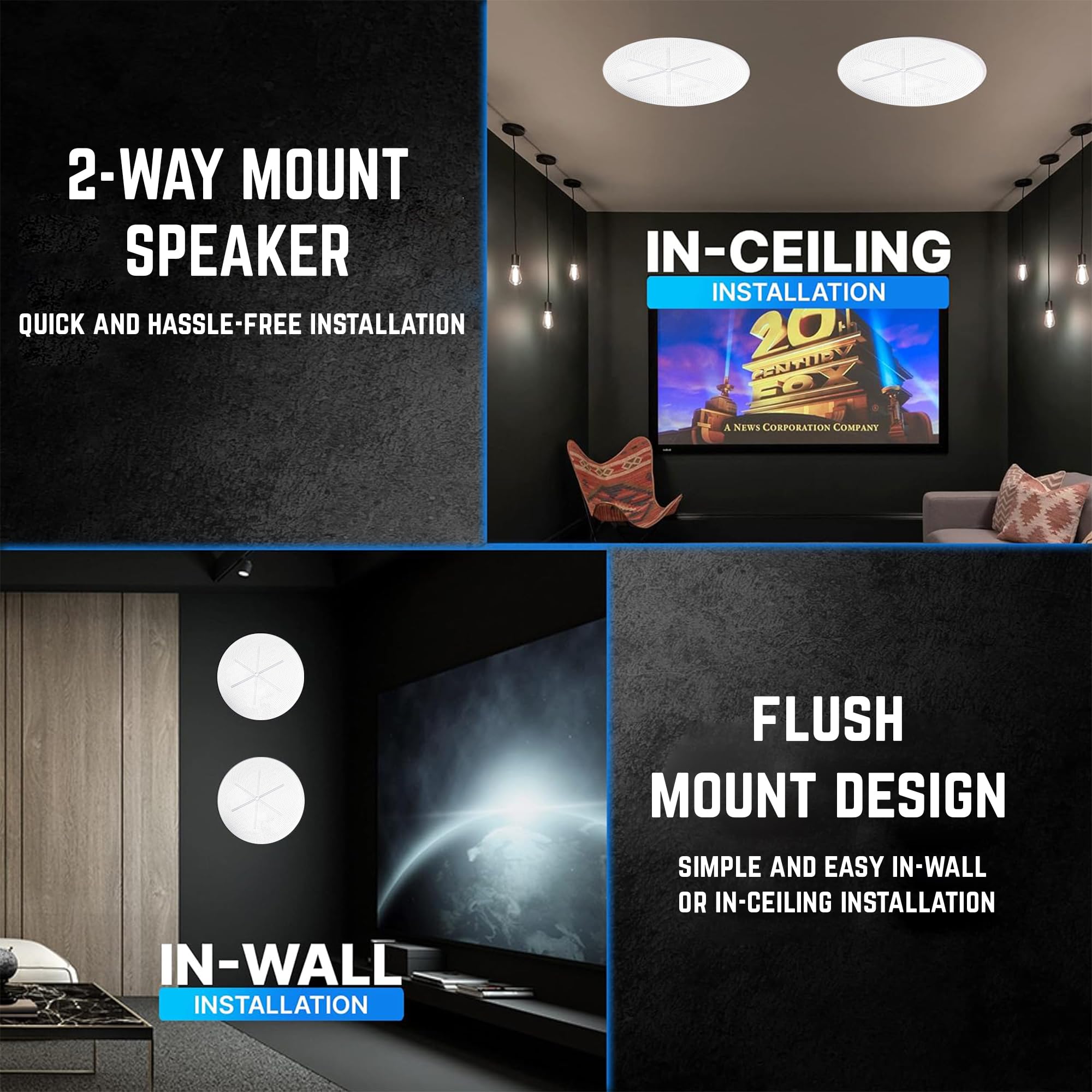 Vaiyer 8-Pack 5.25 Inch 8 Ohm 175W Flush Mount In-Wall In-Ceiling 2-Way Mid Bass Woofer Speakers - Ideal for Home Theater, Office, Kitchen, Living Room, and Multi-Room Audio Systems