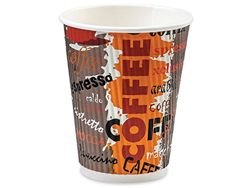 500 Pack 16oz Insulated Coffee Paper Cups with Straight Groove Design - Made in USA, No Sleeve Needed for Hot Drinks - Perfect for Coffee Shops, Offices & Catering Events