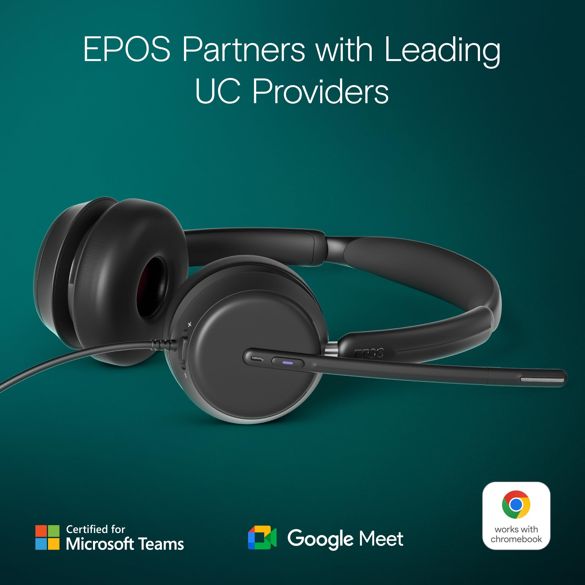 EPOS IMPACT 860T Dual-Sided USB-C & USB-A Wired Headset with Noise Cancelling Microphone - Microsoft Teams Certified, Super Wideband Audio, Comfortable Over-Ear Design for Business Calls, Remote Work & Home Office Professionals | Perfect for Video Conferencing, Online Meetings & Customer Support