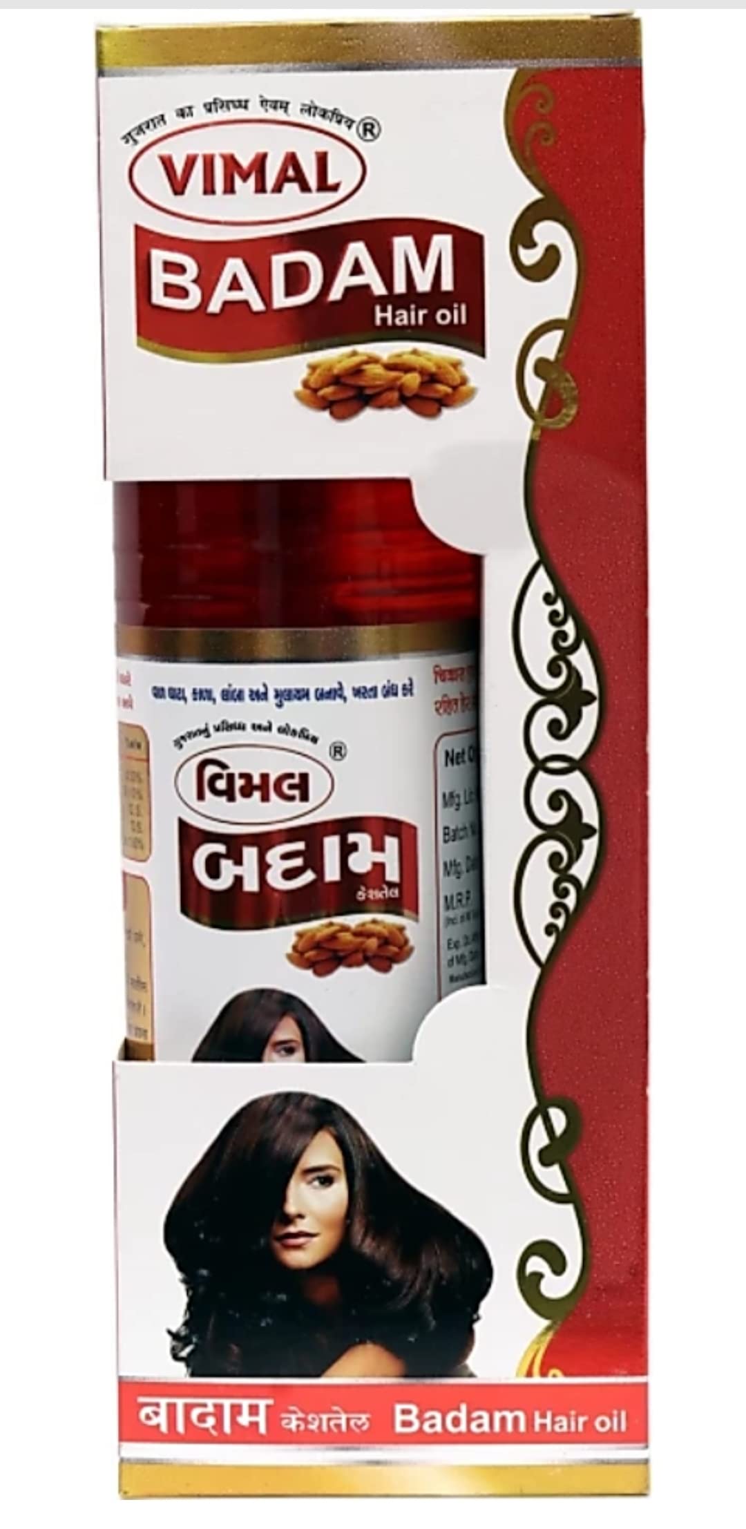 VIMAL Almond Badam Hair Oil for Hair Growth & Shine - 500ml Natural Hair Treatment for Dry, Damaged Hair - Perfect for Daily Use & Scalp Massage
