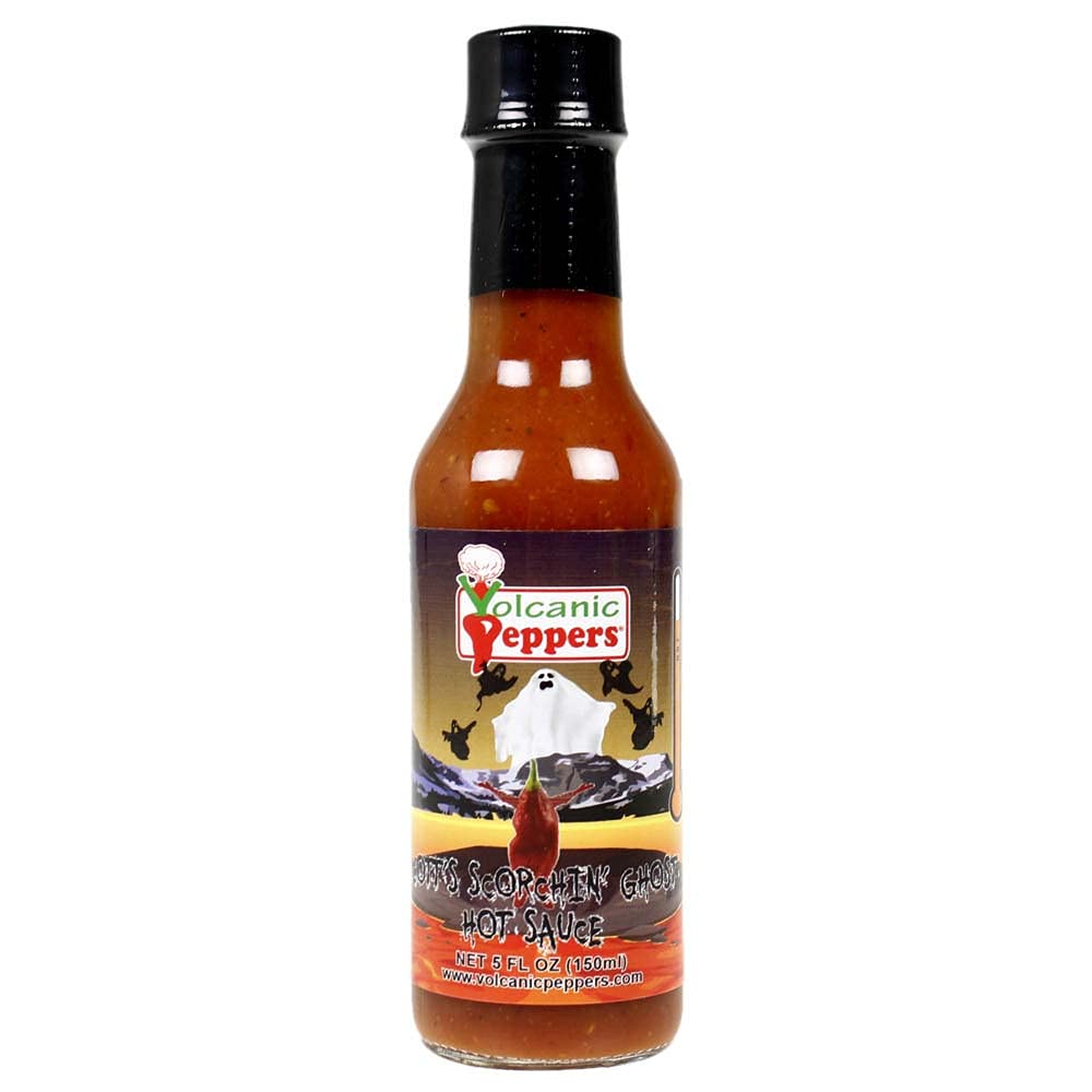 Scott's Scorchin' Ghost Pepper Hot Sauce - 5 Oz Bottle of Extra Spicy Volcanic Pepper Sauce - Perfect for Wings, Tacos, Burgers & BBQ