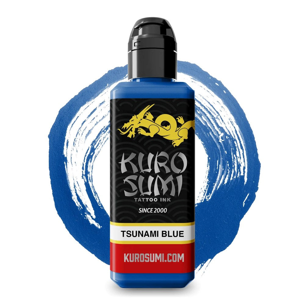 Kuro Sumi Tsunami Blue Tattoo Ink - Professional Tattoo Artist Supplies for Vibrant & Long-Lasting Body Art - Perfect for Sleeves, Cover-Ups & Custom Designs