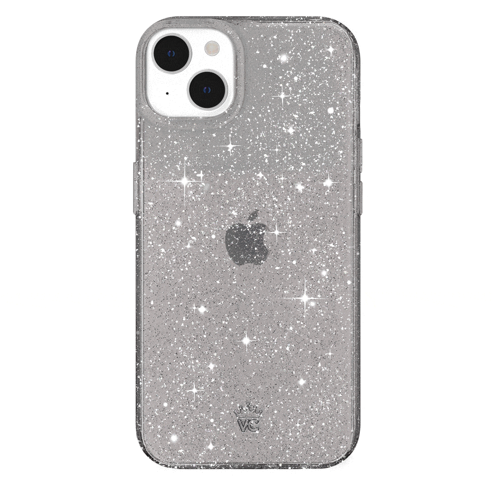 Sparkly Grey Stardust Glitter iPhone Case - Protective Slim Fit Cover for iPhone 13/14/15 Pro Max - Stylish Glittery Phone Case for Women Girls (Perfect for Parties, Night Out & Everyday Use)