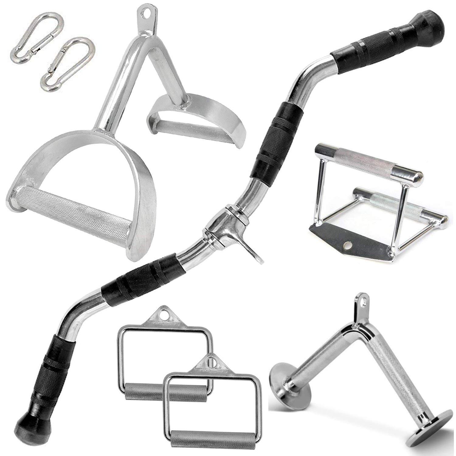 FITNESS MANIAC Double Stirrup D Handle - Heavy Duty Chrome Home Gym Cable Attachment for Press Down & Strength Training | Perfect for Lat Pulldown, Triceps Workouts & Home Gym Equipment Accessories
