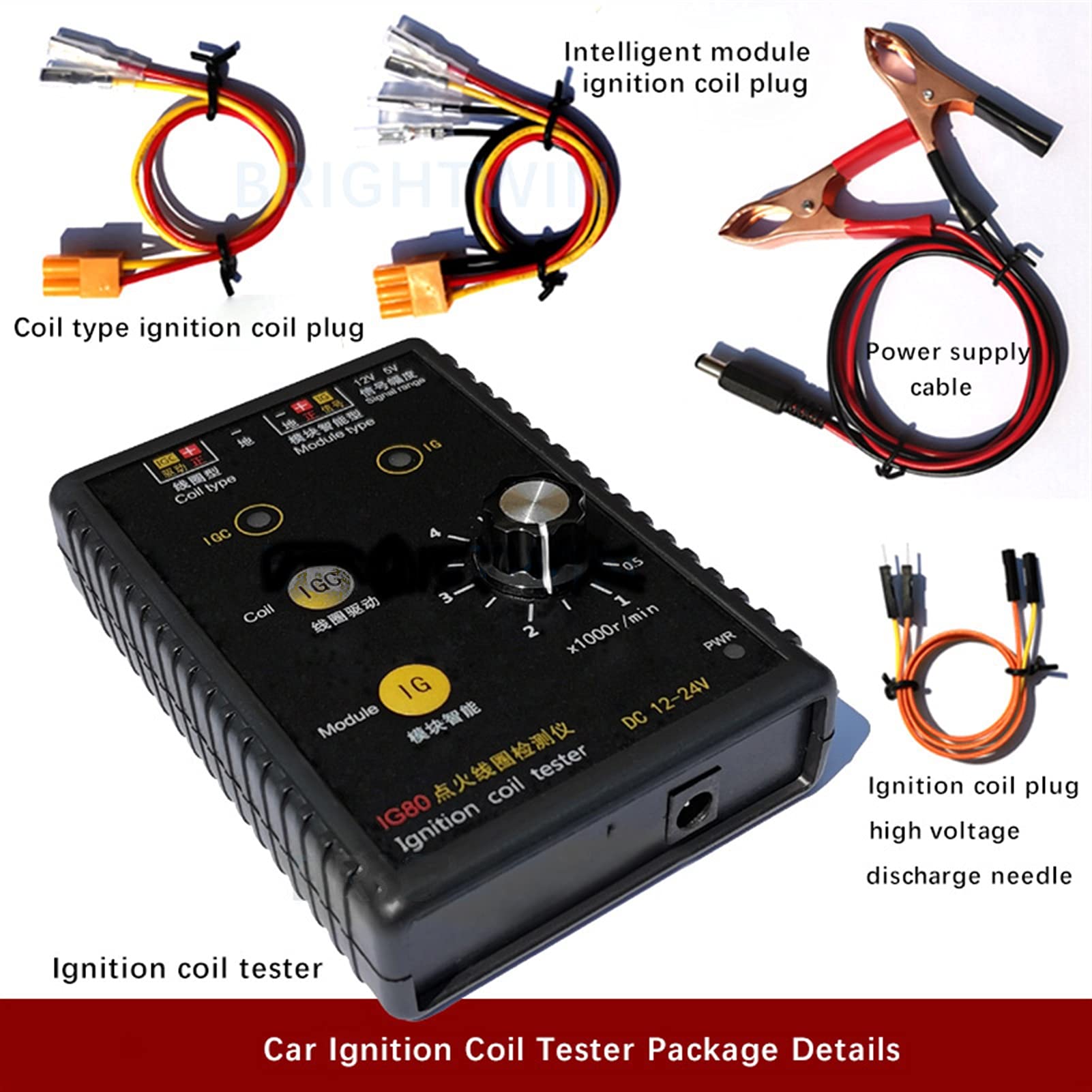IG80 Ignition Coil Tester for Cars - 12V & 24V Gasoline, Diesel & Natural Gas Vehicles - Automotive Diagnostic Tool for Engine Performance Testing (Perfect for Mechanics & DIY Car Repairs)