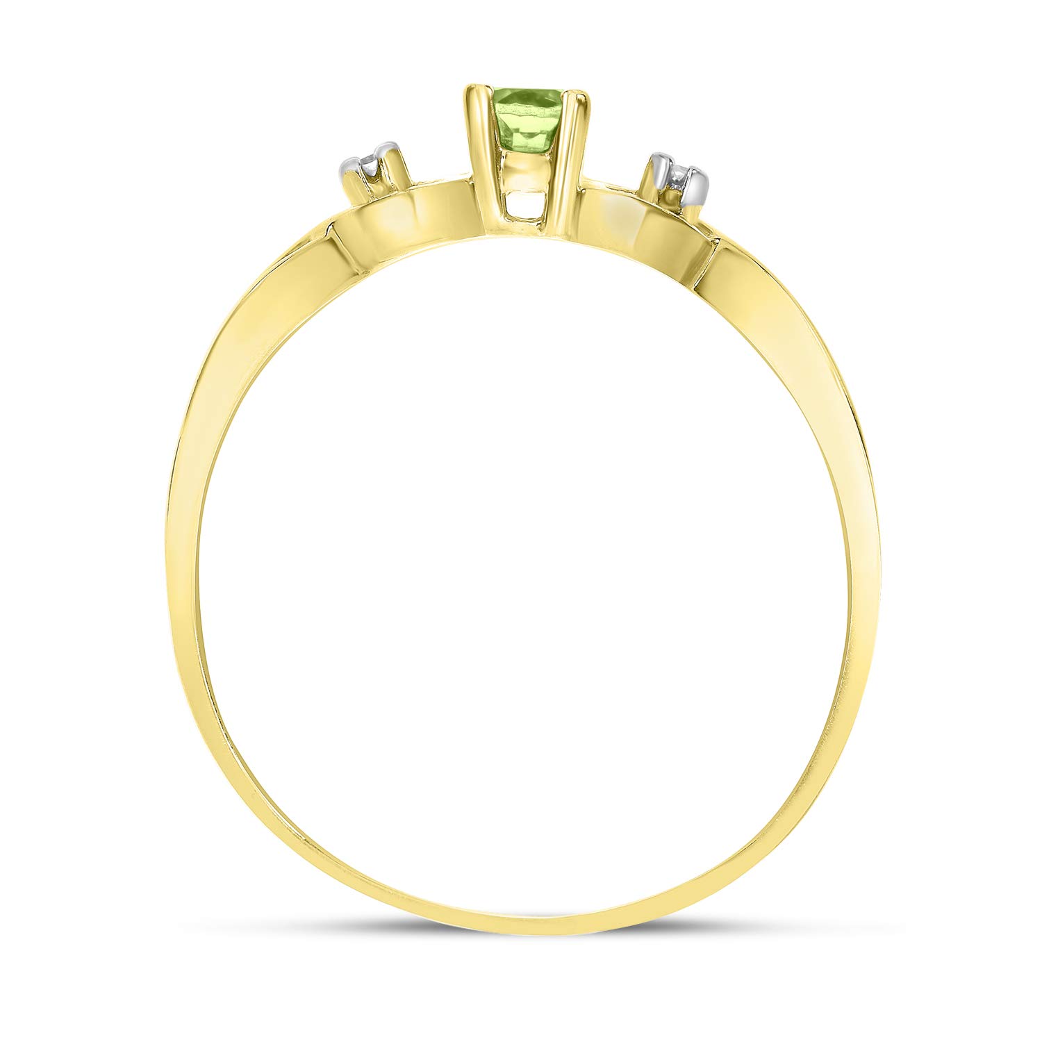 14K Yellow Gold Oval Peridot and Diamond Ring for Women - Elegant Birthstone Jewelry Gift for Anniversary, Engagement, or Special Occasion
