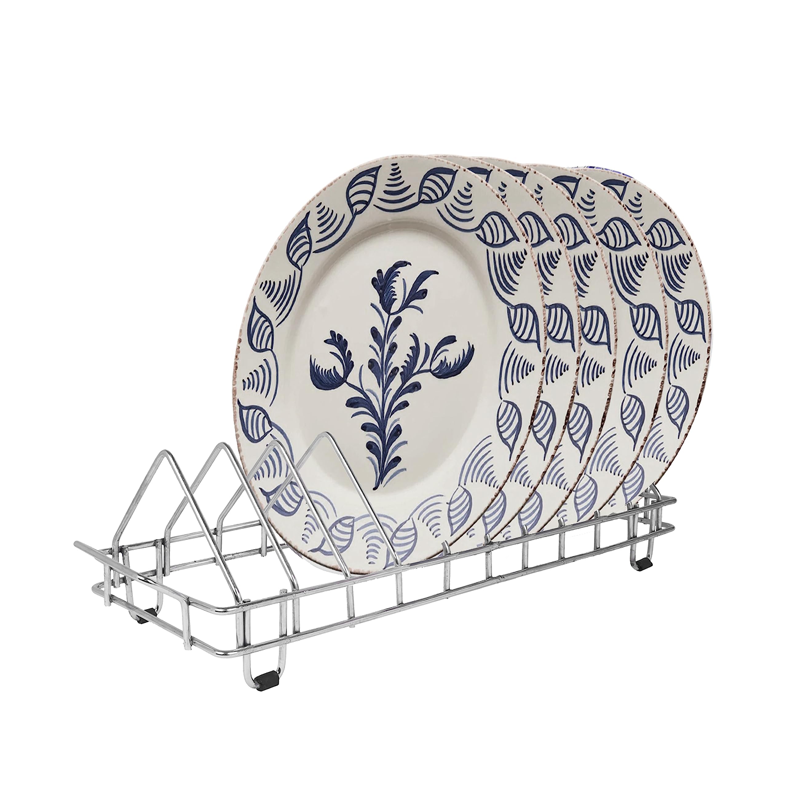 Primax Stainless Steel Plate Rack Organizer for Kitchen Cabinet - Chrome Plated Dish & Lid Holder (Holds 10 Plates) - Perfect for Cabinet Storage & Countertop Organization