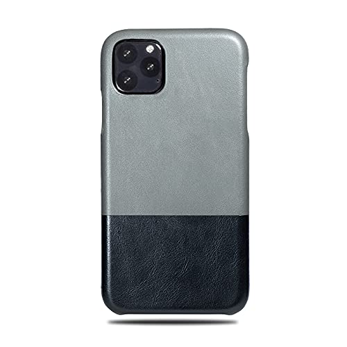 Premium Handmade Top-Grain Leather iPhone 11 Pro Case - Slim Fit Protective Snap-On Cover in Fossil Gray & Crow Black | Durable Luxury Phone Case for Work, Travel & Everyday Use