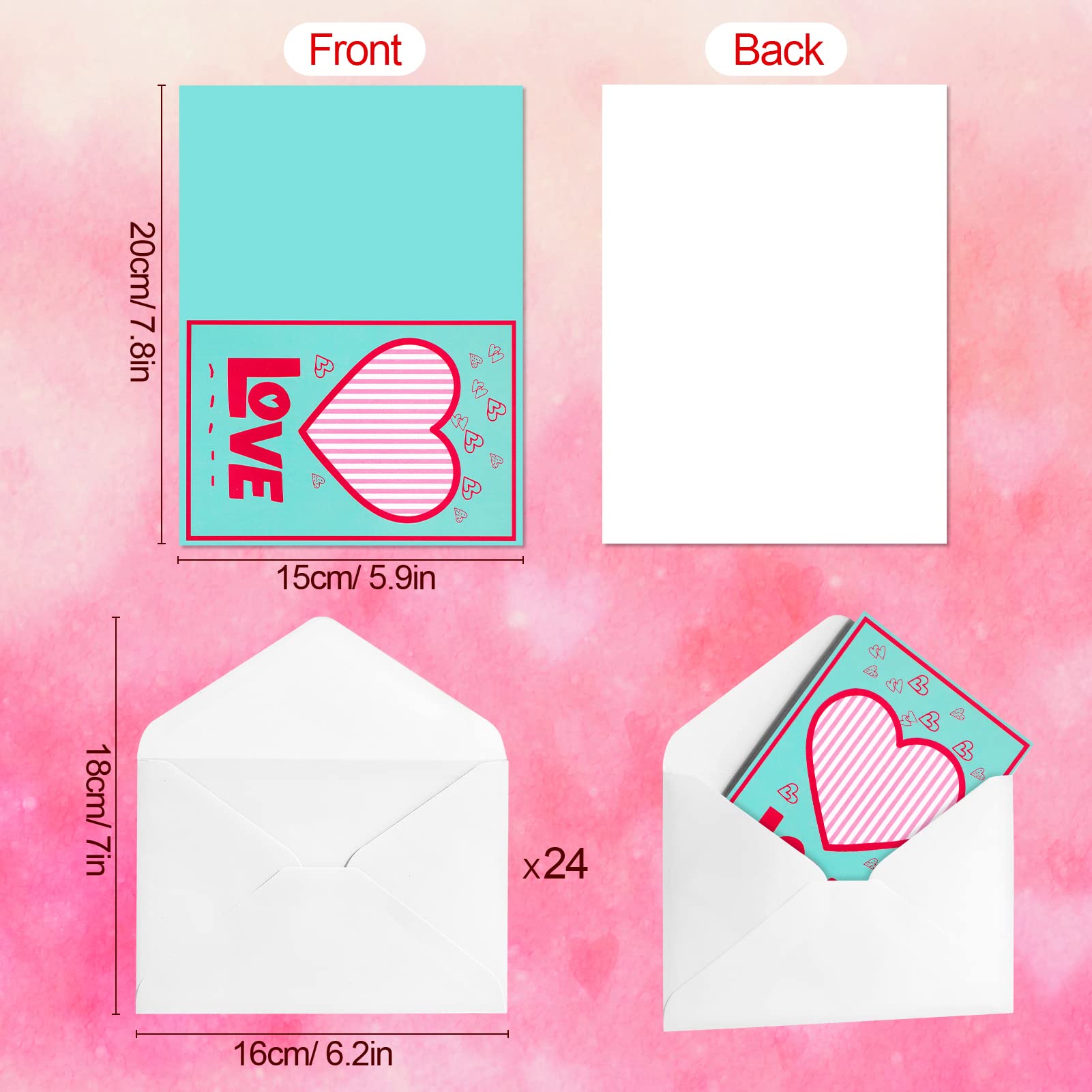 24-Piece Valentine's Day Greeting Card Set with Envelopes - 8 Unique Romantic Designs for Her, Him, Wife, Husband, Girlfriend & Boyfriend - Perfect for Valentine's Gifts, Classroom Exchange & Party Favors