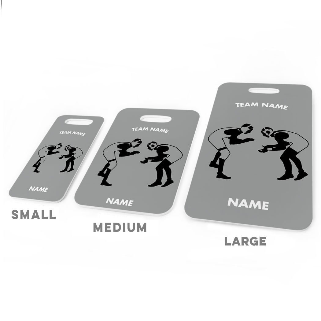 Personalized Wrestling Team Luggage Tag - Gray/Black Small Wrestling Bag Tag with Standard Lines | Ideal for Wrestlers, Coaches & Travel | Perfect for Gyms, Tournaments & Team Events