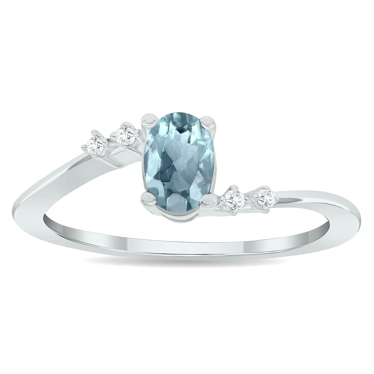 10K White Gold Women's Aquamarine & Diamond Tierra Ring – Elegant Jewelry for Weddings, Anniversaries & Special Occasions