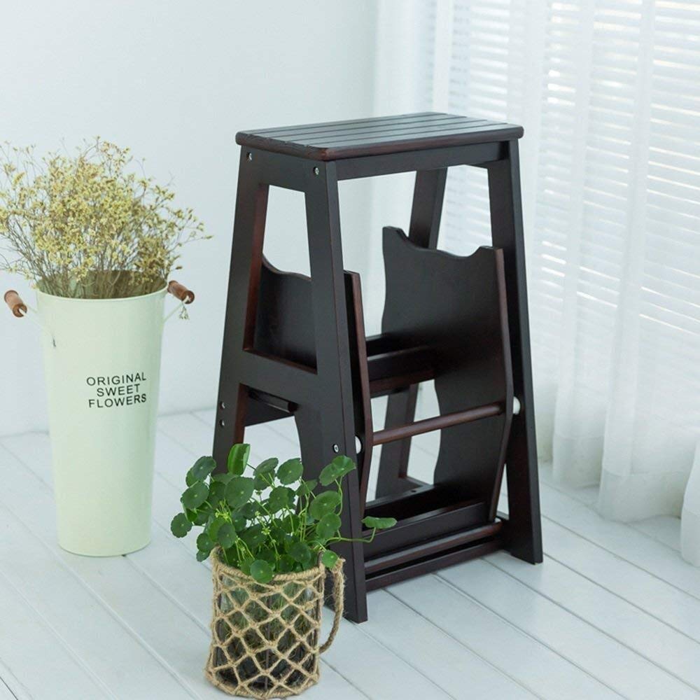 Solid Wood Folding Step Stool for Home - Multi-Functional Climbing Stool with Thickened Ladder, Space-Saving Design - Perfect for Kitchen, Bathroom, and Indoor Use