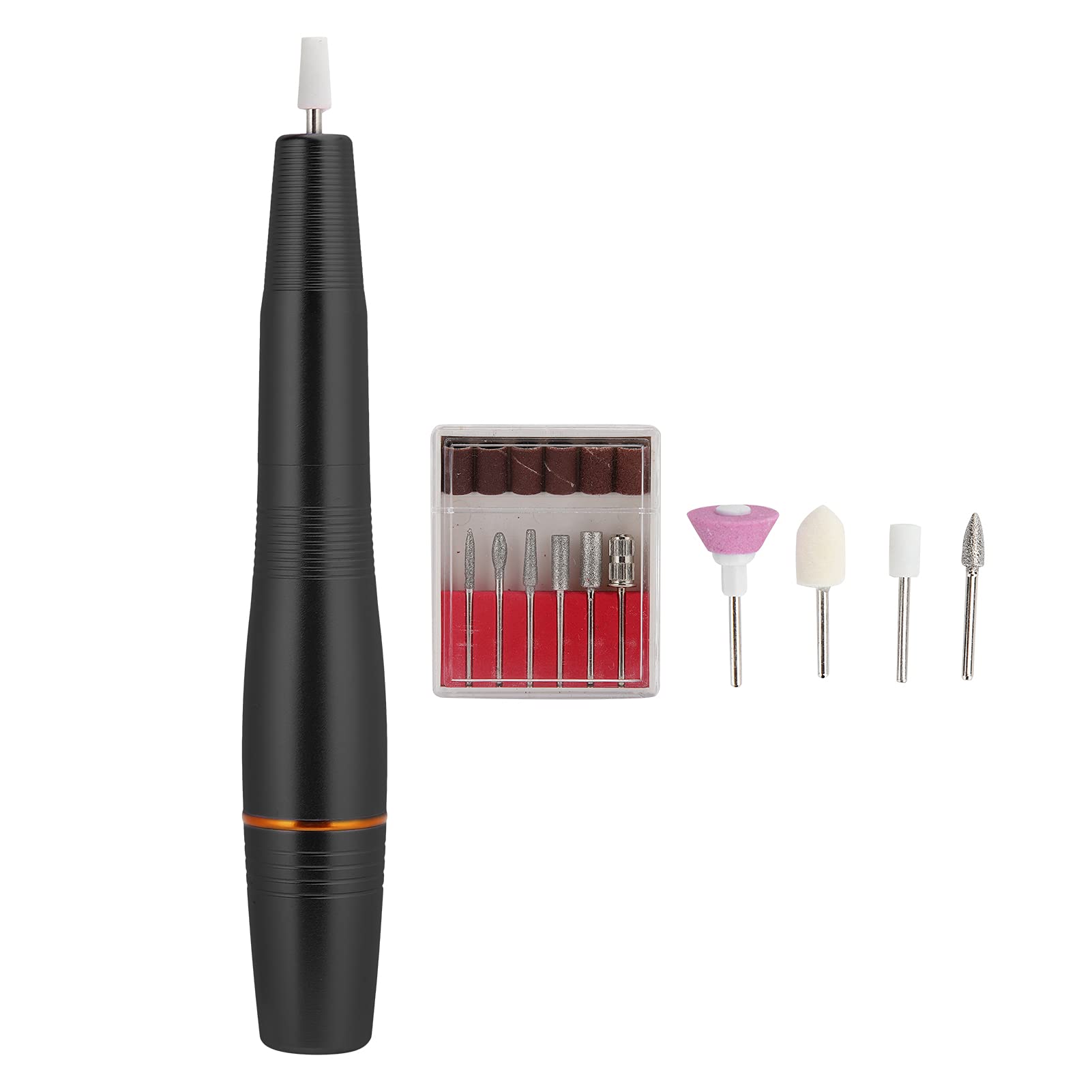 Professional USB Electric Nail File Kit - Portable Nail Drill Machine for Manicure & Pedicure | Electric Nail Polish Remover & Nail Polishing Grinder with 6 Attachments (Black) | Perfect for Home Salon, Travel & DIY Nail Care