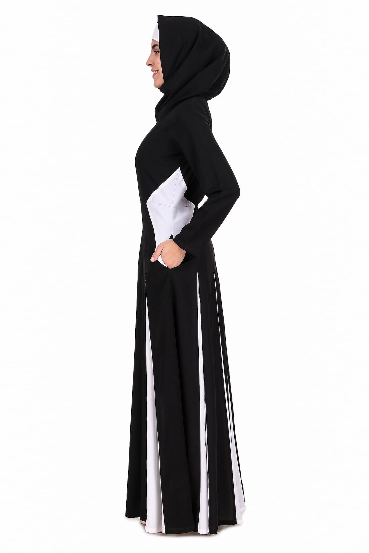 Stylish Colorblock Inset Anarkali Abaya Dress for Women | Modest Islamic Fashion | Perfect for Eid, Weddings & Special Occasions