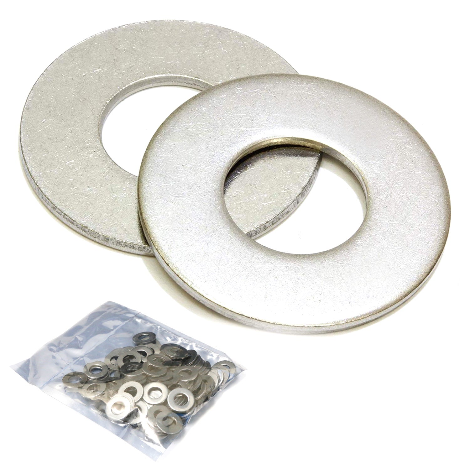 100pc Zinc Plated Steel Flat Washers - ASME B18.22.1 Standard, 1/4