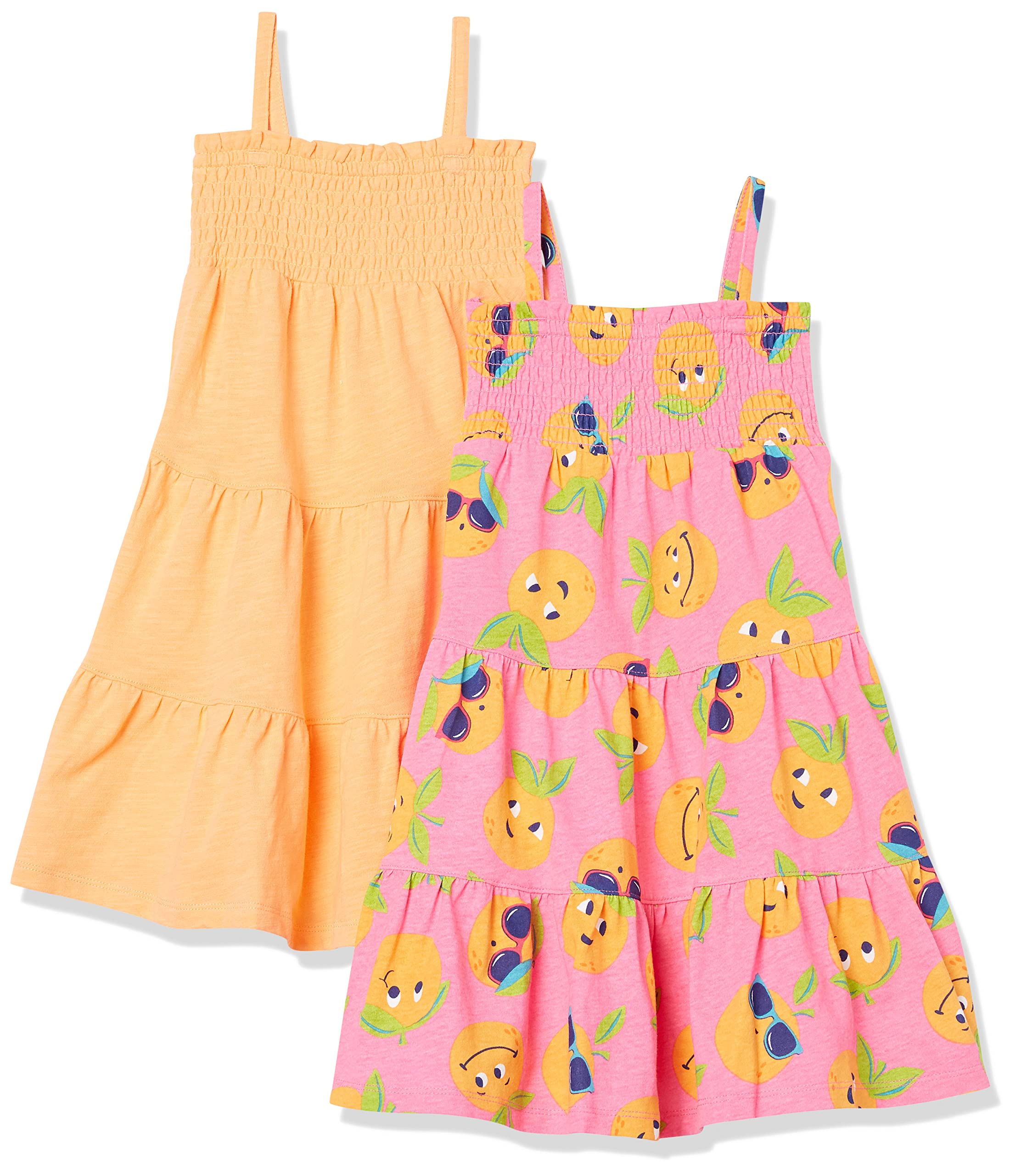 Spotted Zebra Girls and Toddlers’ Knit Sleeveless Smocked Tiered Midi Dresses - Pack of 2 | Perfect for Summer Outfits, Birthday Parties, and Family Photos
