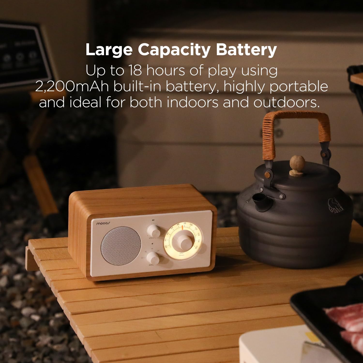 Mooas Retro Bluetooth Speaker with Wireless Charging - 10W Fast Charger, FM Radio, SD/Aux Input, Analog Volume Knob - Compatible with iPhone, Galaxy, Airpods, Galaxy Buds - Perfect for Home, Office & Outdoor Use