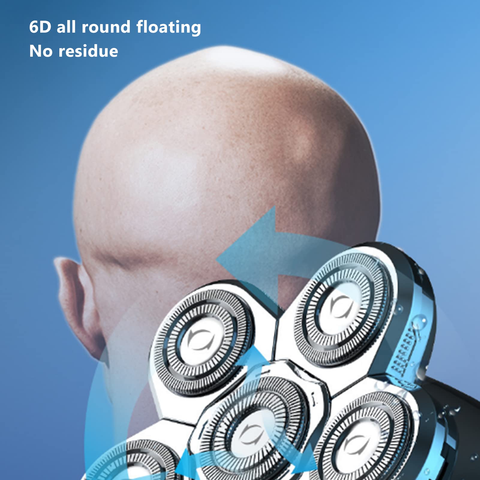 Ciciglow 5-in-1 Electric Head Shaver for Men - Cordless Rechargeable Bald Head Razor with Nose Trimmer, Brush & Massager - Waterproof Multifunctional Trimmer for Shaving, Grooming & Travel Use