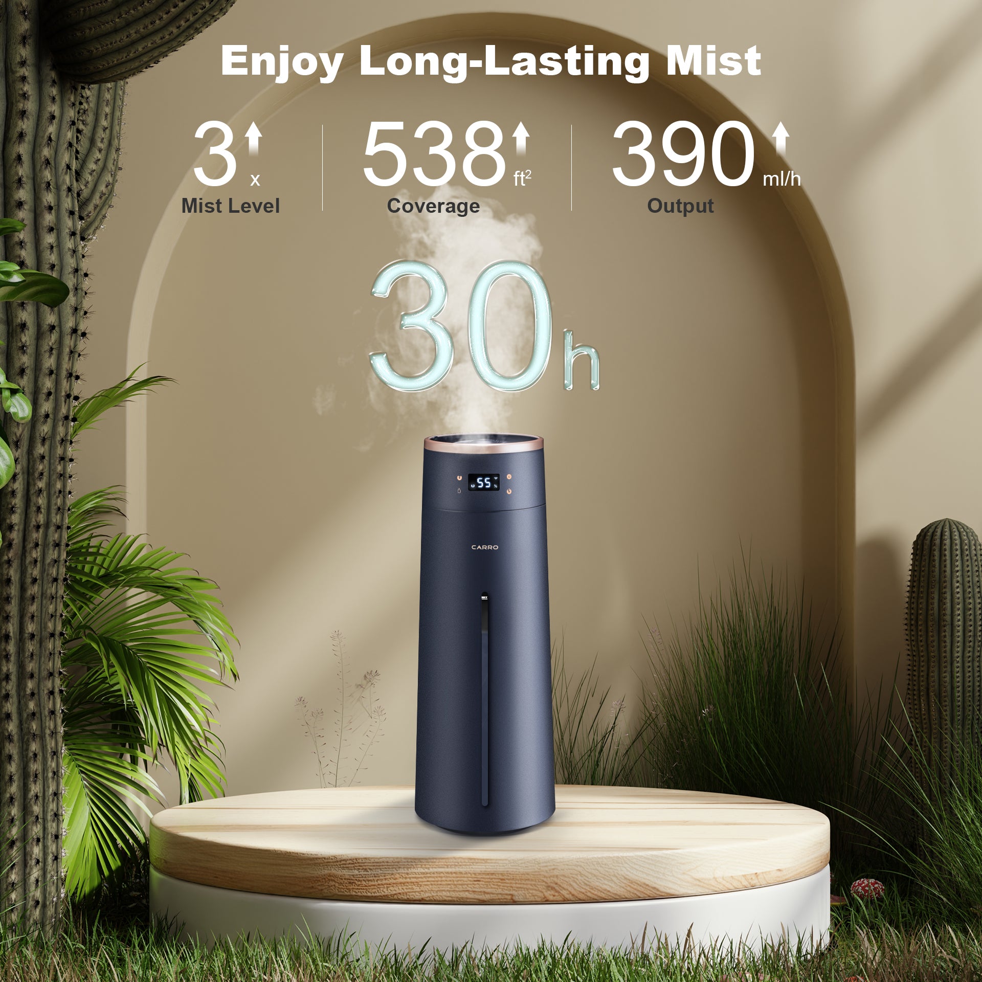 Smart Humidifier 2.1 Gal Top Fill Cool Mist - Large Room Ultrasonic Humidifier for Bedroom, Nursery & Office - Quiet Air Moisturizer for Baby, Plants & Dry Skin Relief
