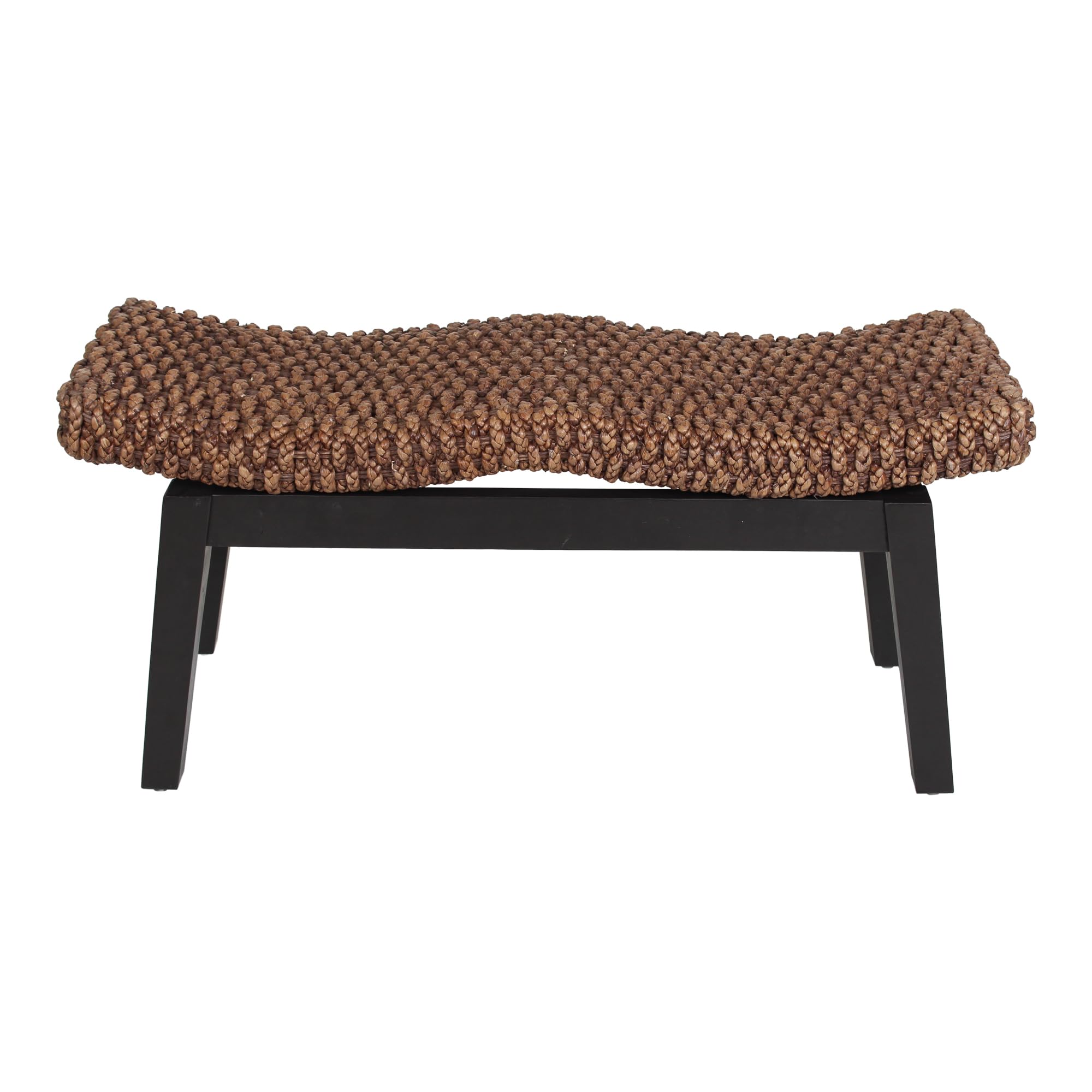 Handcrafted Water Hyacinth and Mango Wood Entryway Bench - 39
