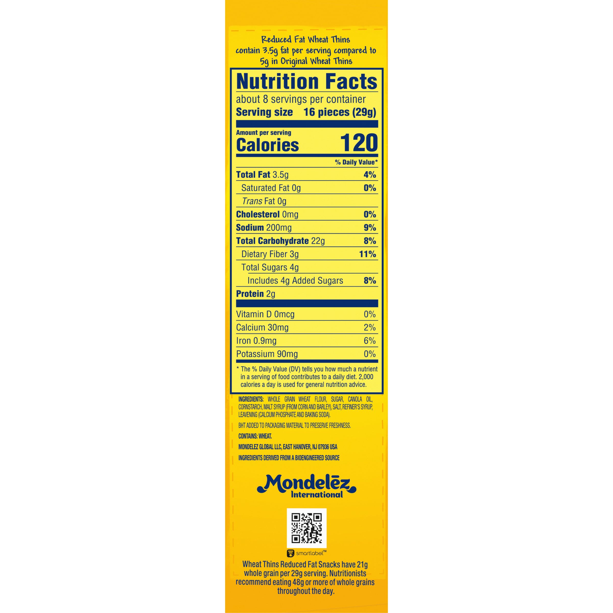 Wheat Thins Reduced Fat Whole Grain Wheat Crackers - Healthy Snack for Kids & Adults - 8 oz Pack - Perfect for Lunchboxes, Office Snacks & Party Platters