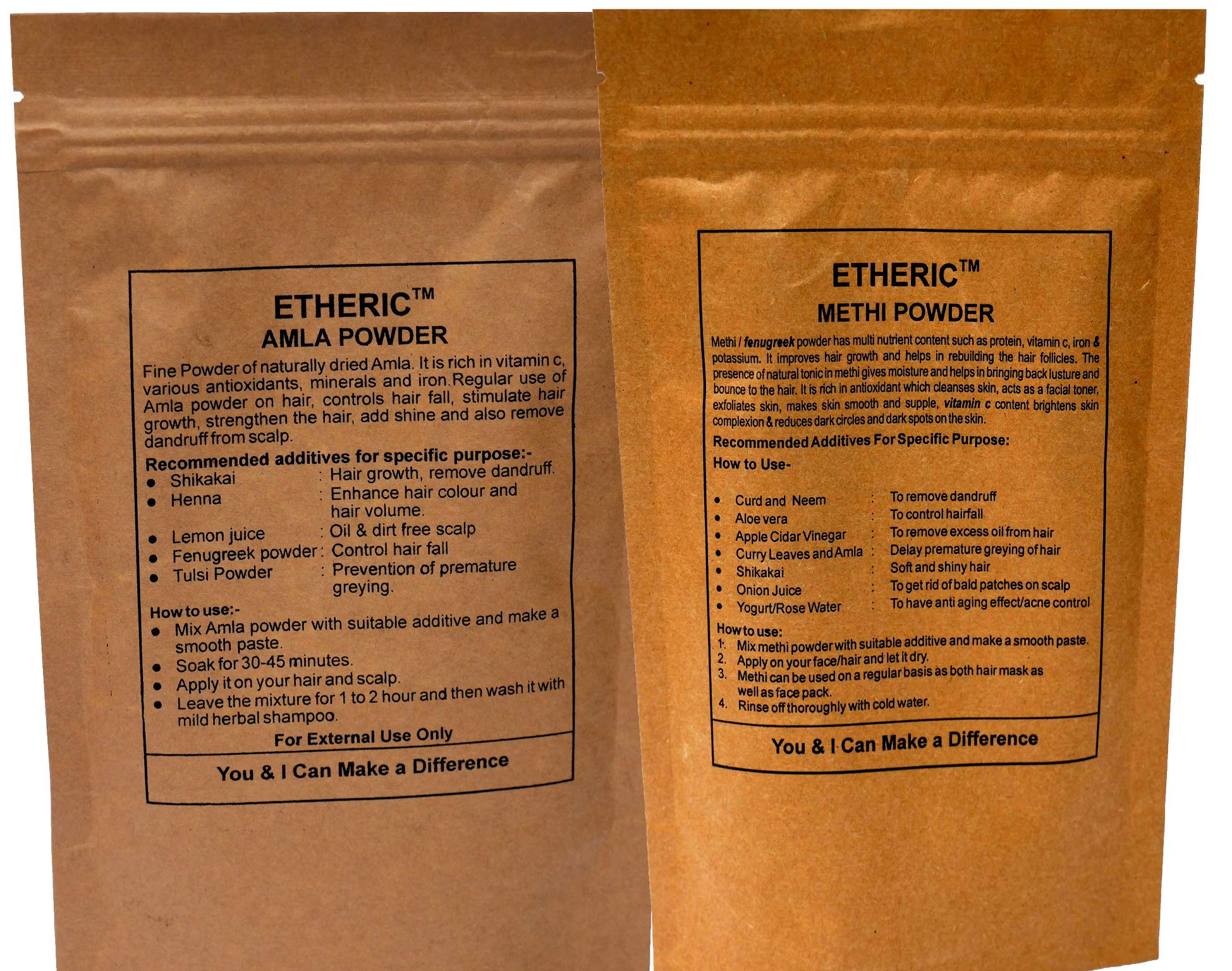 Etheric Amla & Fenugreek (Methi) Twin Pack for Hair Growth - Natural Hair Treatment & Scalp Care - Promotes Stronger, Longer Hair for Men & Women - Perfect for Daily Hair Care Routine