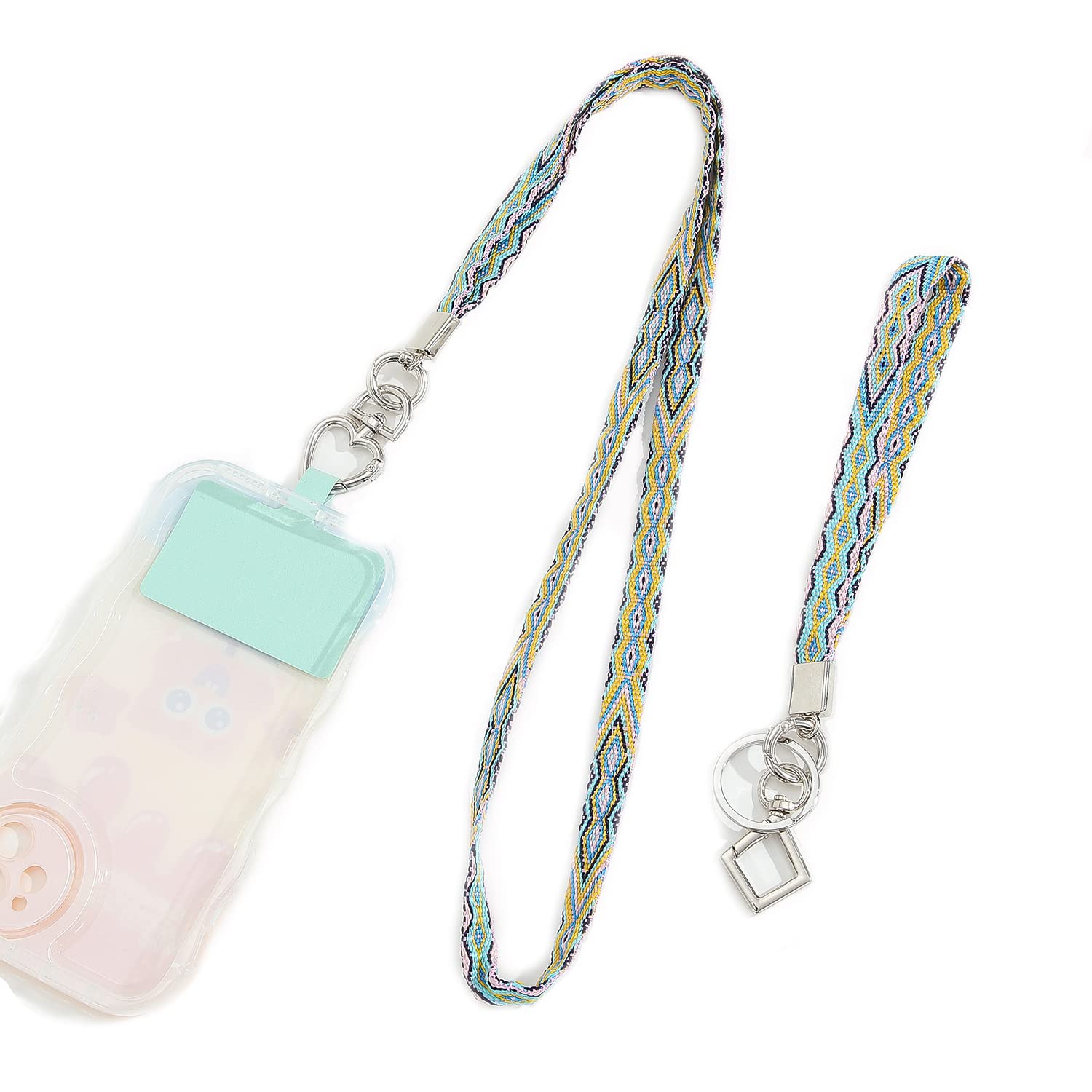 Premium Handmade Blue Nylon Phone Lanyard - Adjustable Neck Strap & Wrist Tether Keychain Holder for All Smartphones | Universal Phone Case Anchor | Anti-Theft Mobile Phone Necklace & Wristband Rope | Perfect for Work, Travel, Gym & Outdoor Activities