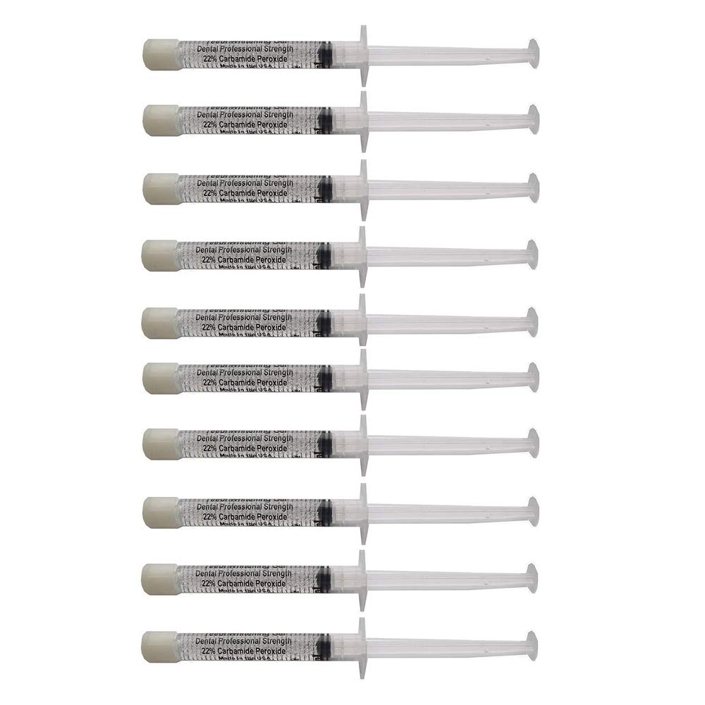 Professional Teeth Whitening Gel with 22% Carbamide Peroxide - Dental Bleaching Syringe Dispensers (3ml, 10 Pack) for Brighter Smile at Home or Dental Office Use