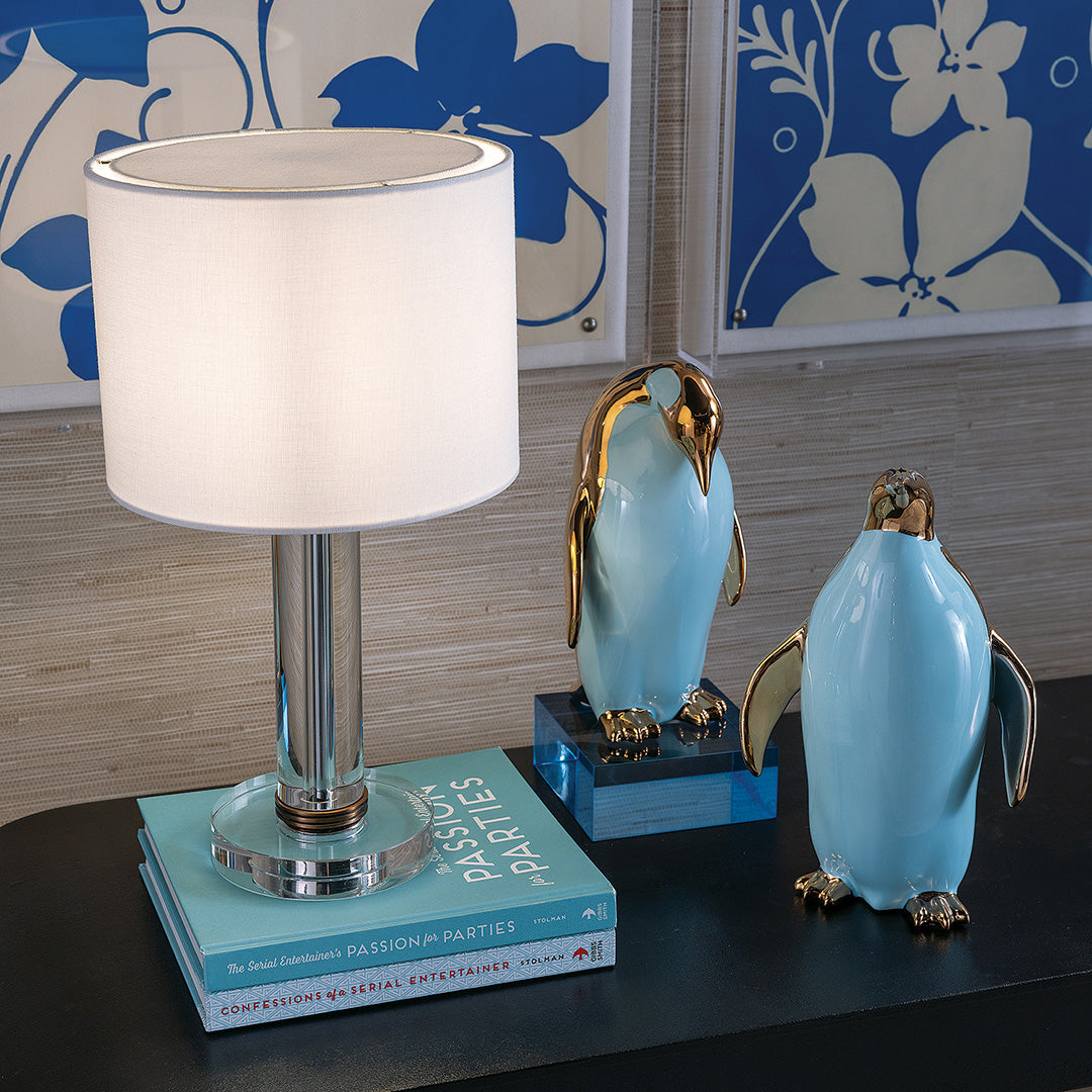 Madison Clear Glass Table Lamp - Modern Minimalist Bedside Lighting for Living Room, Bedroom & Office Decor