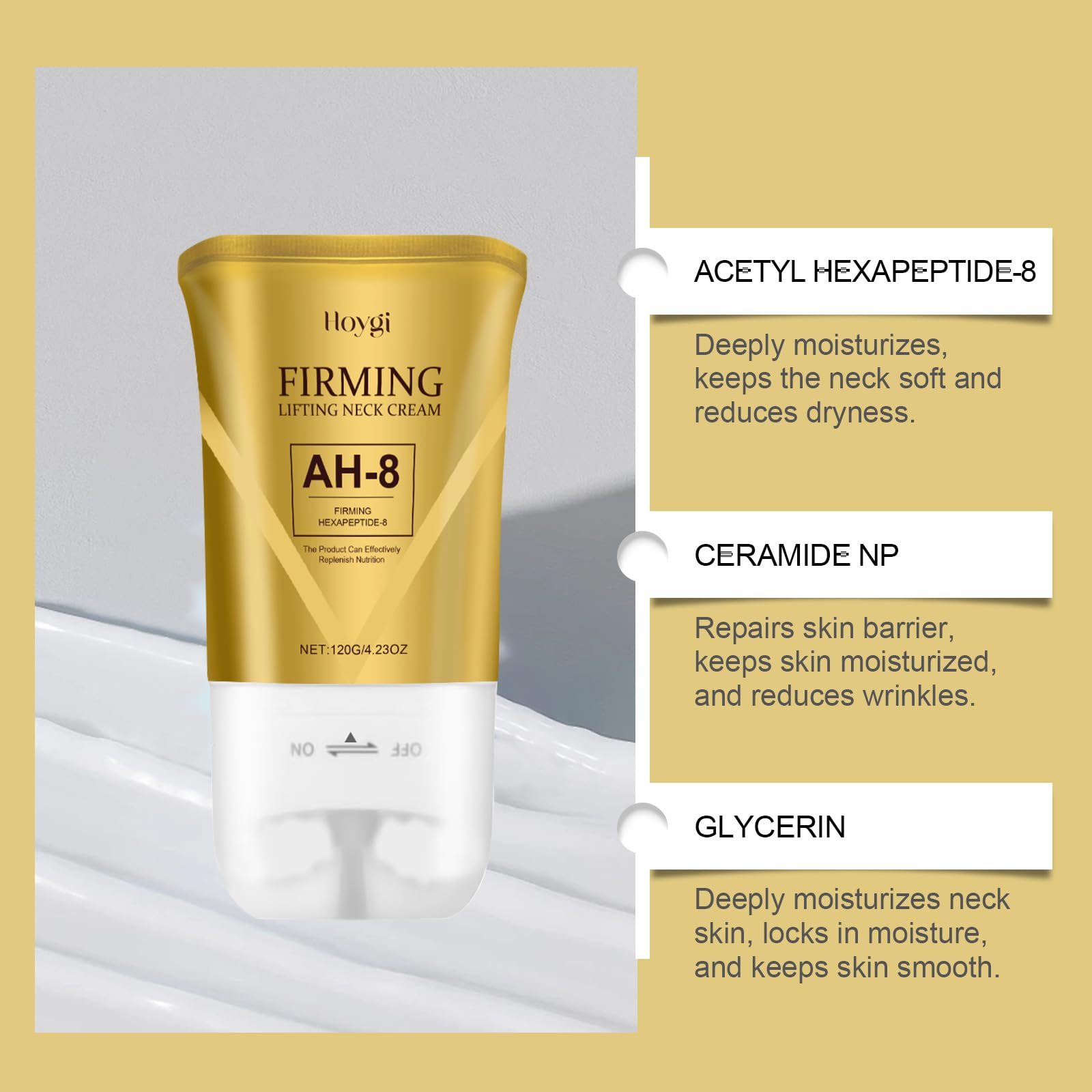 Ah-8 Neck Firming Cream with Double Roller - Tighten & Lift for Women | Daily Skincare Routine