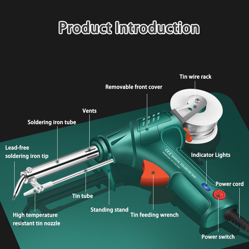 Professional Multi-Function Soldering Iron Kit with External Heating - Black | Electric Soldering Gun Set with Solder Wire | Perfect for Electronics Repair, DIY Projects & Home Improvement