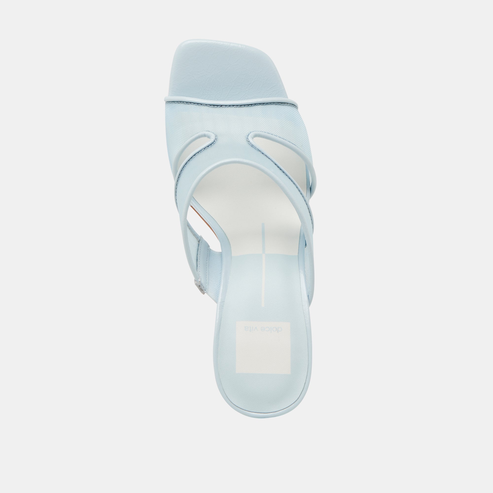 GITEL Women's Wide Heel Sandals in Ice Blue Mesh - Comfortable Summer Shoes for Beach, Party, and Casual Wear