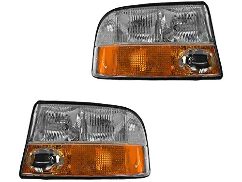 1998-2004 GMC Sonoma Replacement Headlight Assembly Set of 2 with Integrated Fog Lights - Perfect for Night Driving & Off-Road Adventures