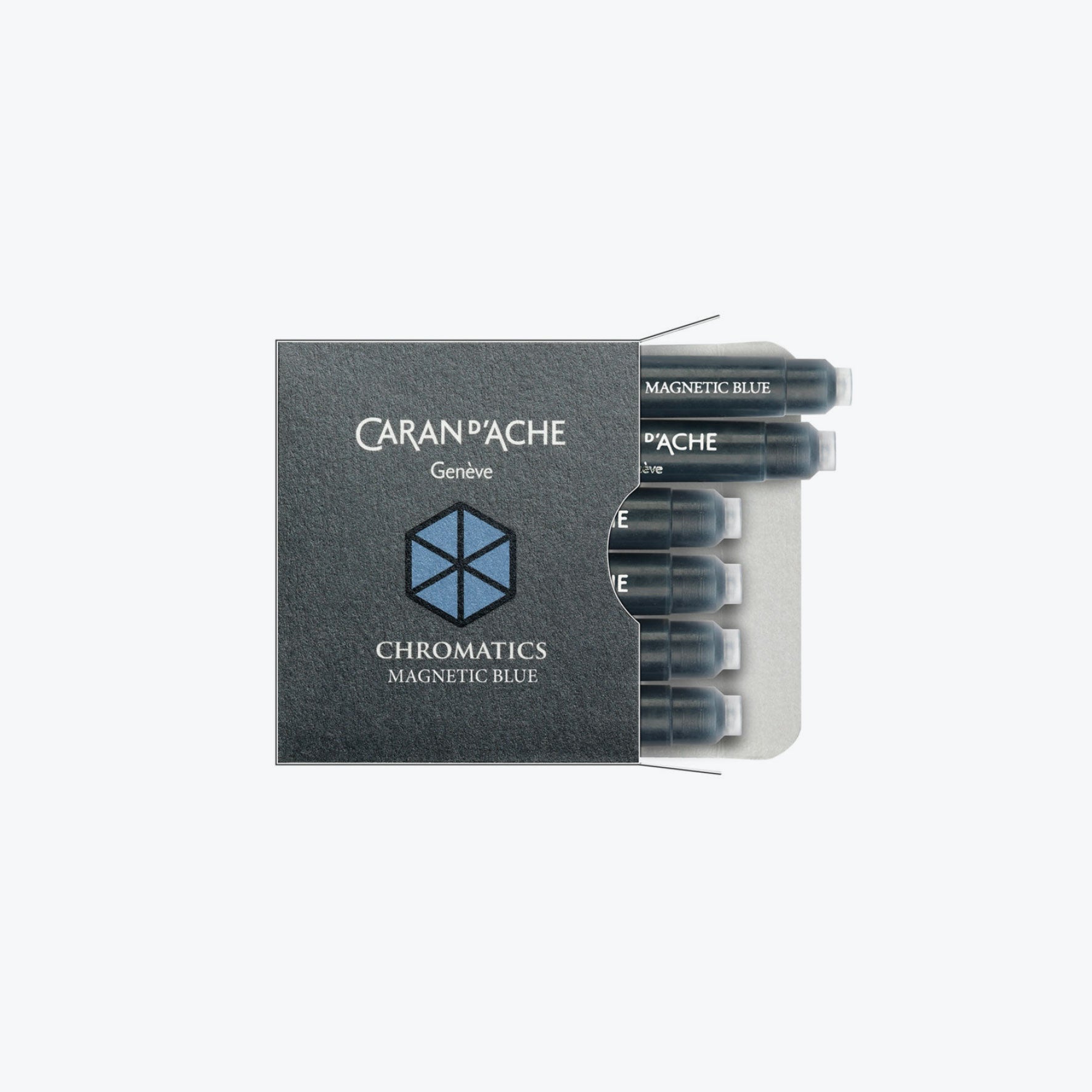 Premium Caran d'Ache Fountain Pen Ink Cartridges - Magnetic Blue Chromatics for Elegant Writing | Perfect for Calligraphy, Journaling & Professional Documents