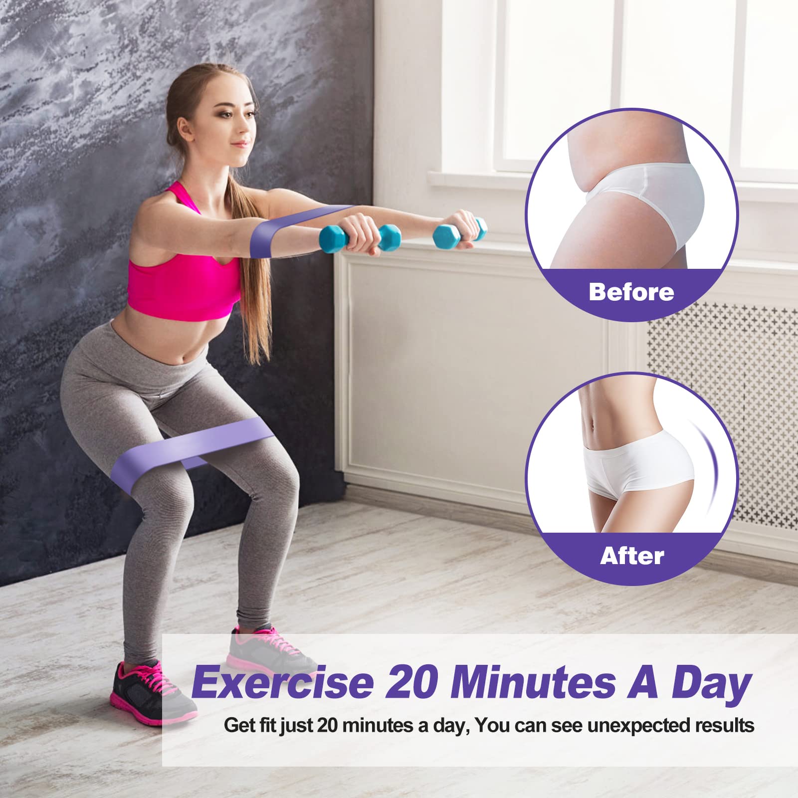 5 Levels Resistance Bands Set of 5 - Premium Elastic Fitness Bands for Yoga, Pilates, Glute Workout, Crossfit & Home Training - Skin-Friendly Exercise Bands for Strength Training & Muscle Recovery