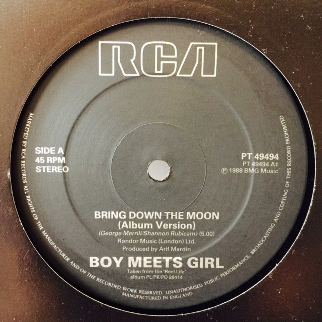 Boy Meets Girl Bring Down The Moon 12 PT49494 RCA - Stylish Women's Graphic T-Shirt for Casual Wear & Street Fashion