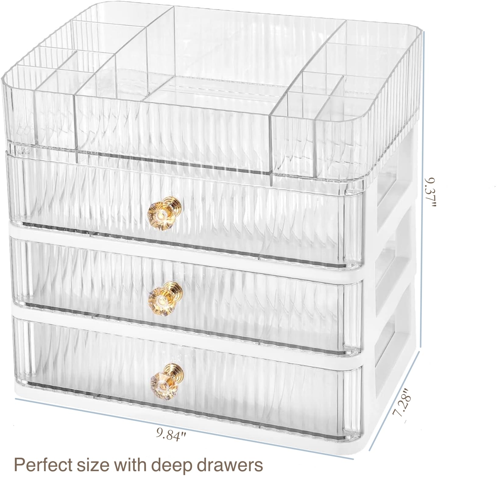 Simbuy 3-Drawer Clear Makeup Organizer - Bathroom & Vanity Storage for Cosmetics, Skincare, Perfume, Toiletries - Perfect for Desk, Dresser, Countertop Organization - Ideal for Home, Salon, and Travel Use