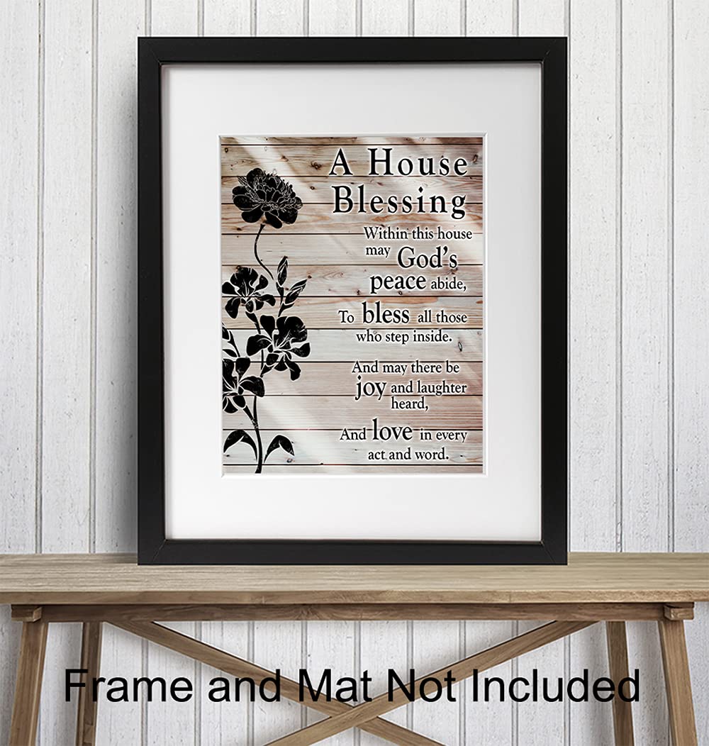 Christian Wall Art - House Blessing Plaque with Bible Verse - Religious Housewarming Gift for Women, Pastor & Minister - Inspirational Home Decor - Perfect for Living Room, Bedroom or Office
