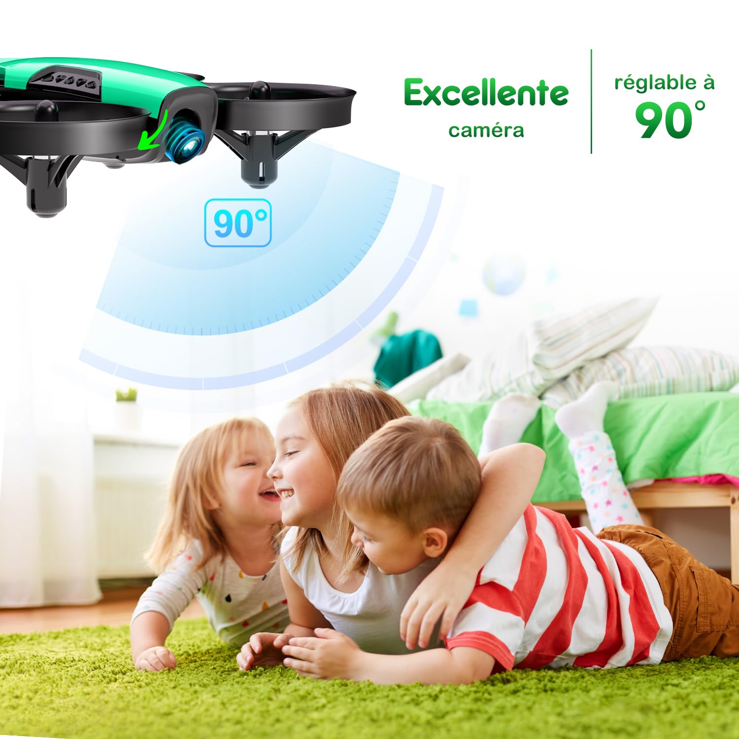 Loolinn Mini Drone with HD Camera for Kids - Remote Control Quadcopter with Adjustable 720P Camera, Safe Flight Mode, 2 Batteries & Carry Case - Perfect Birthday Gift for Boys Girls (Indoor/Outdoor Flying Toy, Aerial Photography for Beginners)