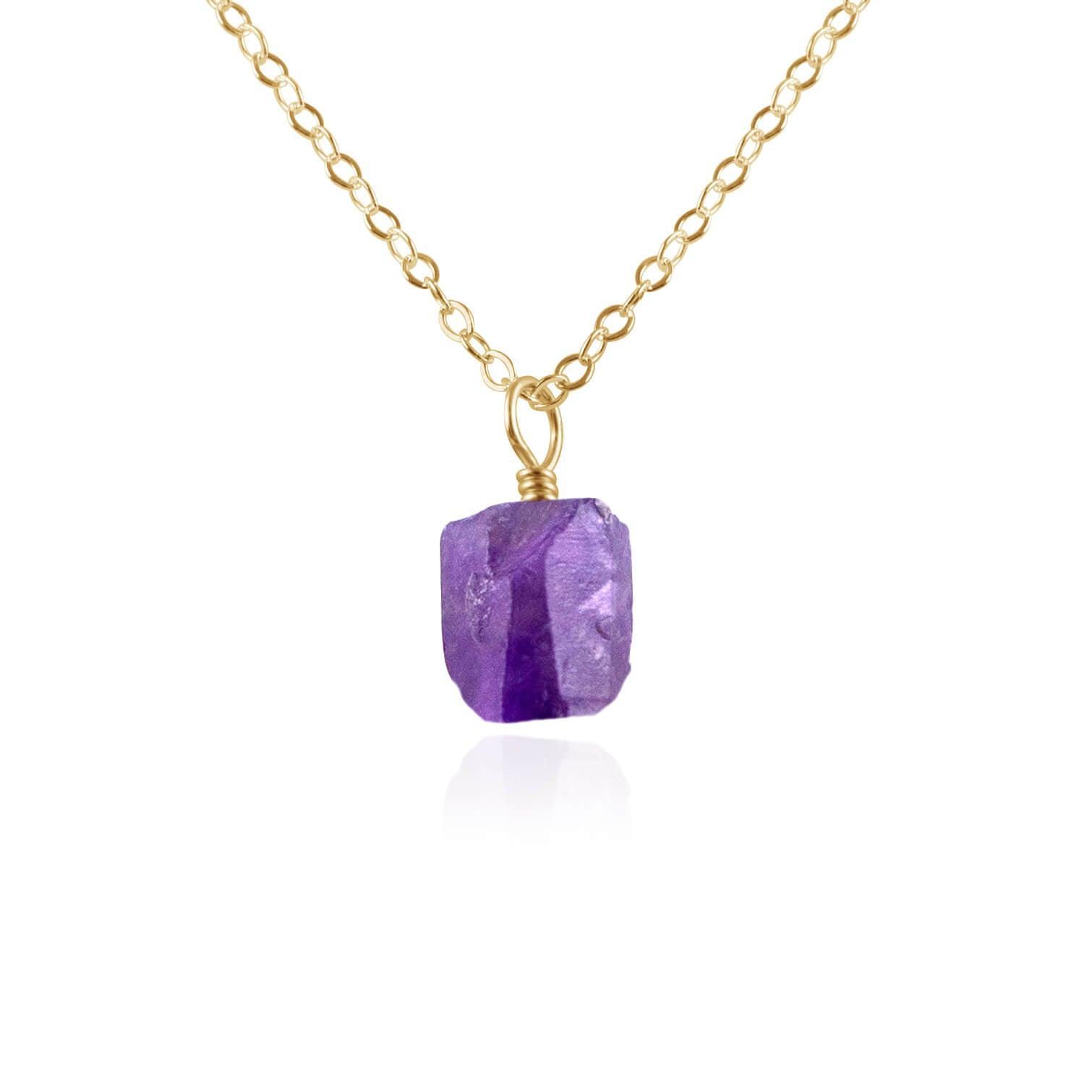 Natural Raw Amethyst Pendant Necklace - Dainty Purple Crystal Jewelry for Women - Perfect for Spiritual Healing, Meditation & Everyday Wear