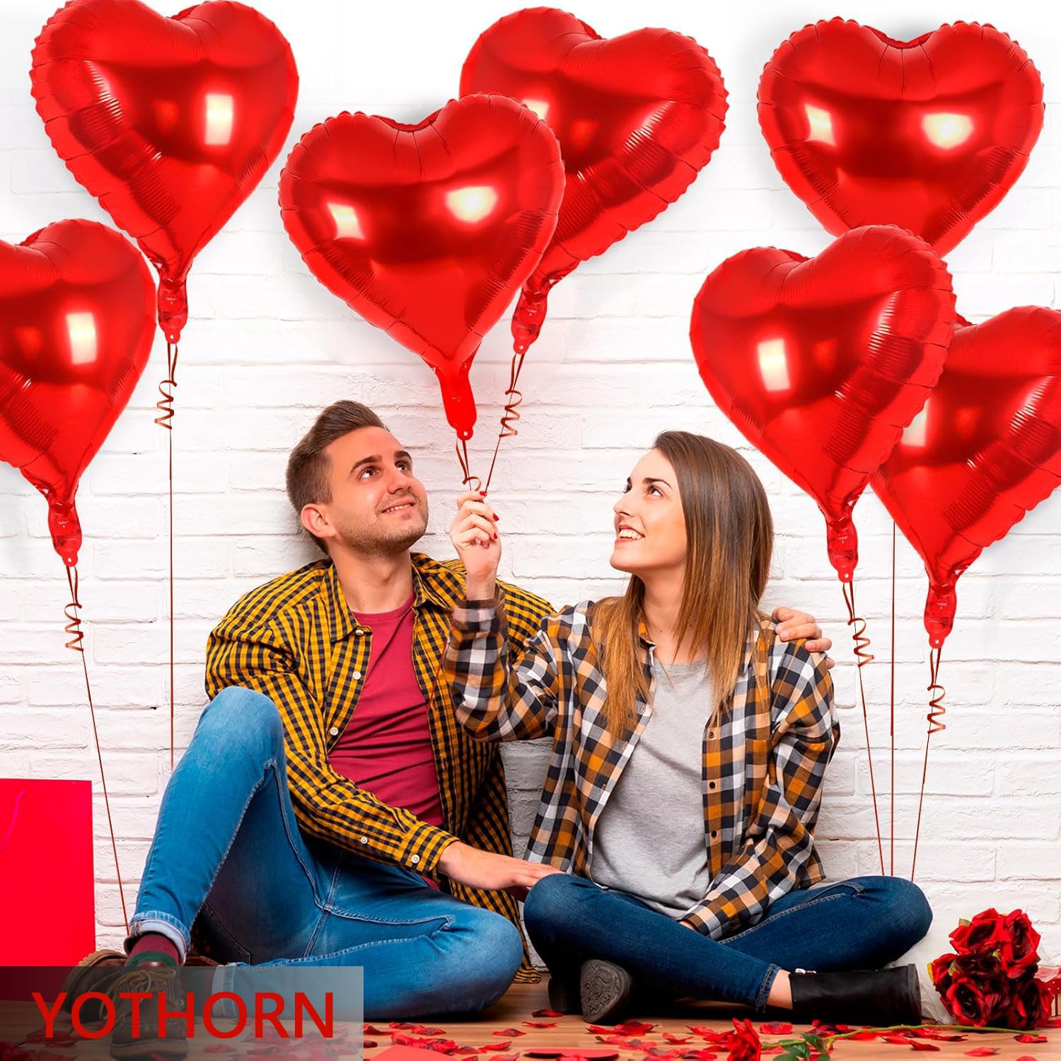 12 Pcs 18 Inch Red Heart Foil Balloons - Valentine's Day Love Balloons for Birthday Party, Wedding, Engagement, Baby Shower Decorations - Perfect for Romantic Proposals, Anniversary Celebrations & Festive Home Decor (Red)