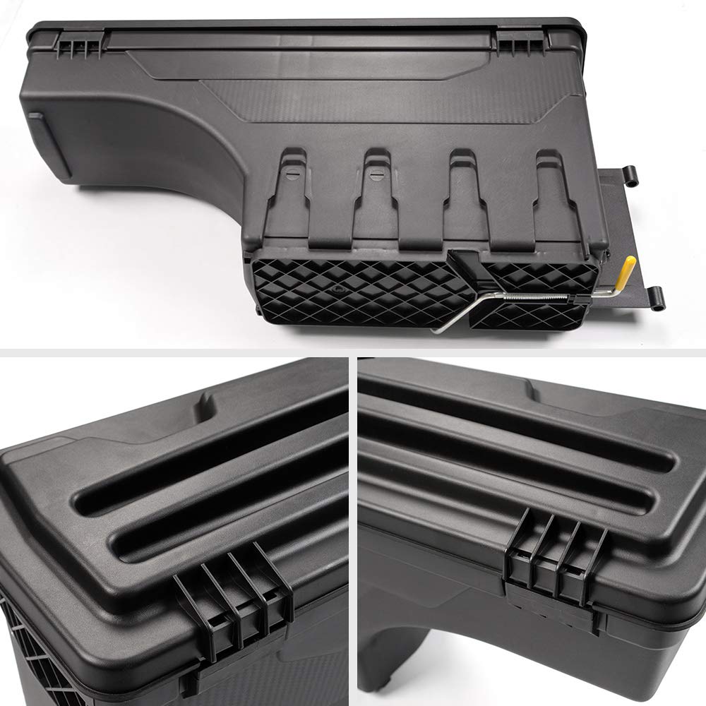Lockable Passenger Side Truck Storage Box for Chevrolet Silverado & GMC Sierra 1500/2500/3500 HD (2007-2018) - Black Wheel Well Tool Box | Right Rear Installation | Perfect for Road Trips, Camping & Work Site Organization