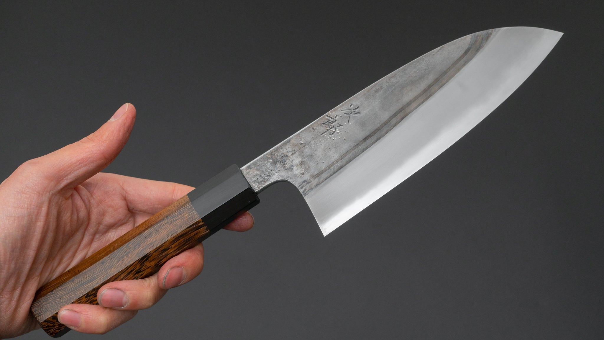 Premium Jiro Tsuchime Wa Santoku Knife 165mm - Japanese Damascus Steel Blade with Taihei Tagayasan Wood Handle (#571) - Perfect for Sushi, Vegetables & Meat Slicing in Professional & Home Kitchens