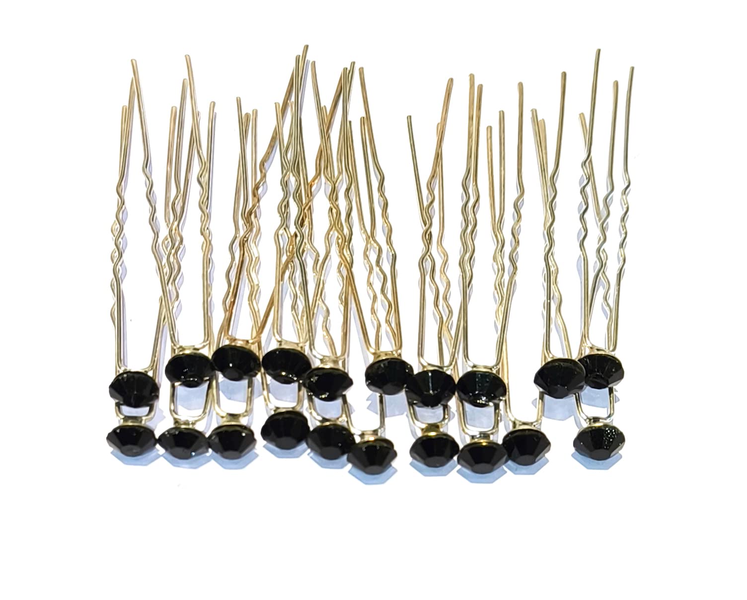 Crystal Studded Round Hair Bun Pins - 20 Pack Black Juda Hair Pins for Women & Girls | Elegant Hair Accessories for Weddings, Parties & Everyday Styling