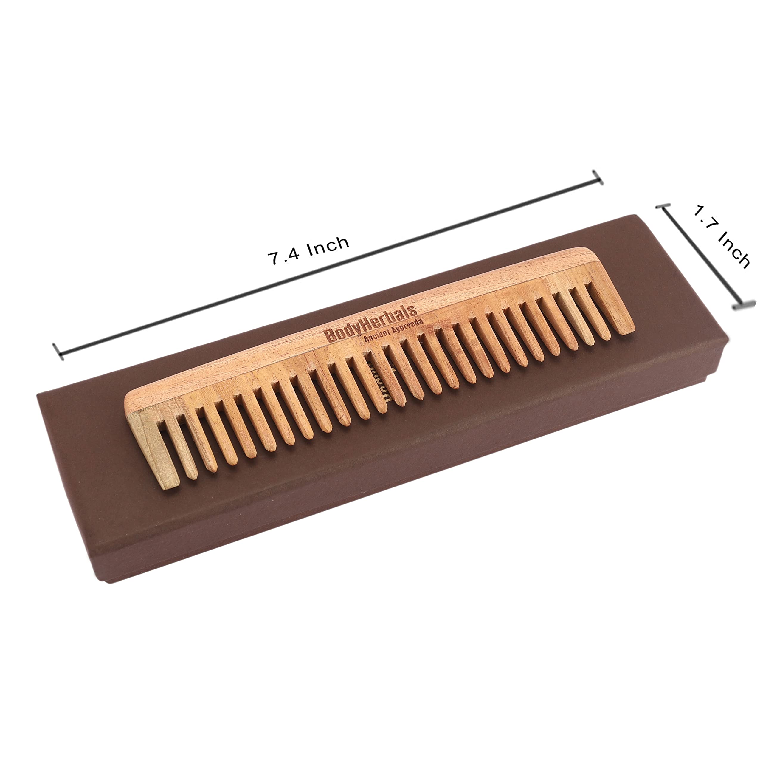 BodyHerbals Anti-Static Wide Tooth Dressing Comb - 100% Natural Neem Wood, Handmade Hair Care Gift Set with Elegant Gift Box (Cream) | Perfect for Detangling Wet Hair, Reducing Frizz & Gentle Scalp Massage