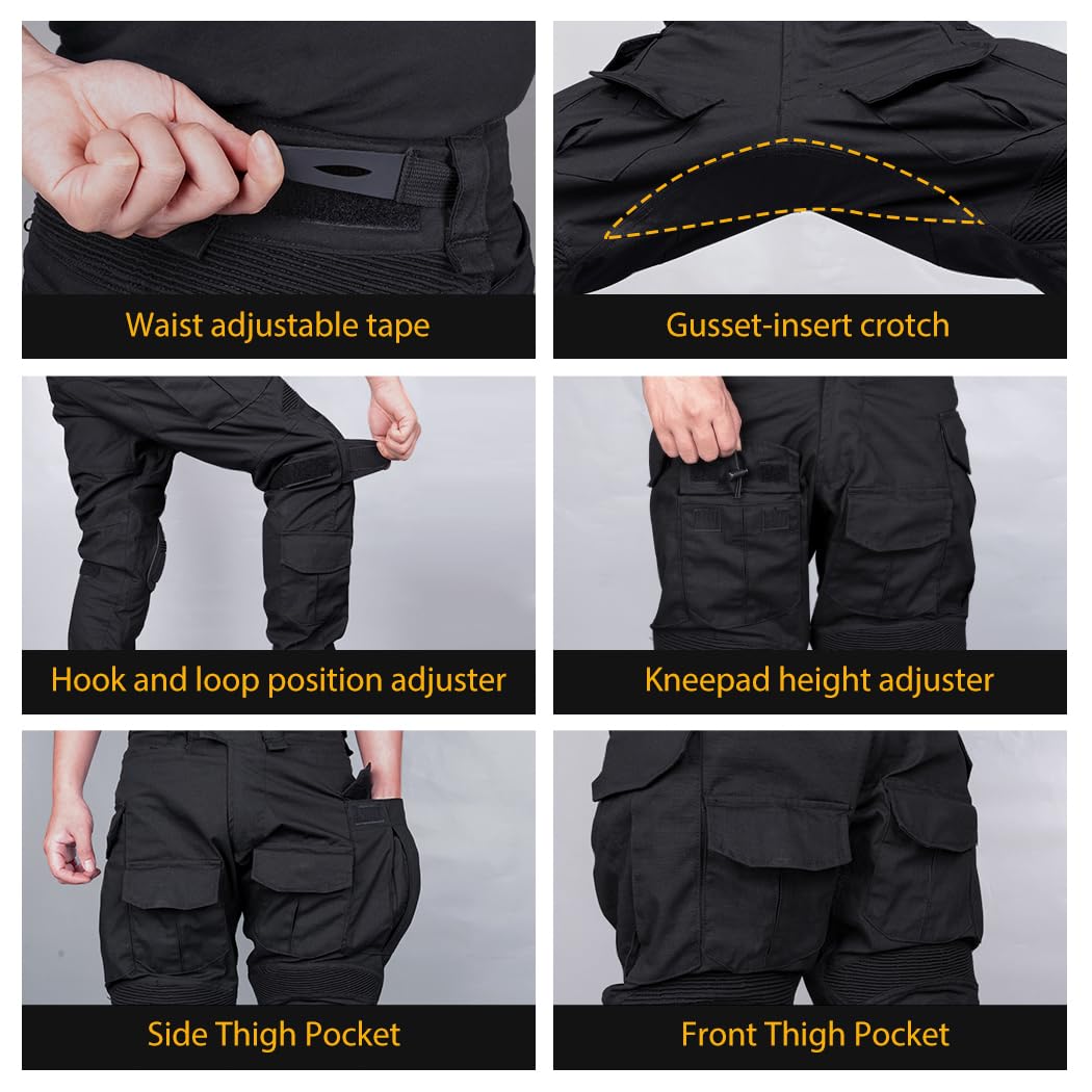 IDOGEAR Men's G3 Combat Tactical Pants with Removable Knee Pads - Multi-Cam Camouflage Outdoor Pants for Airsoft, Hunting, Paintball & Military Training | Durable & Breathable Tactical Wear