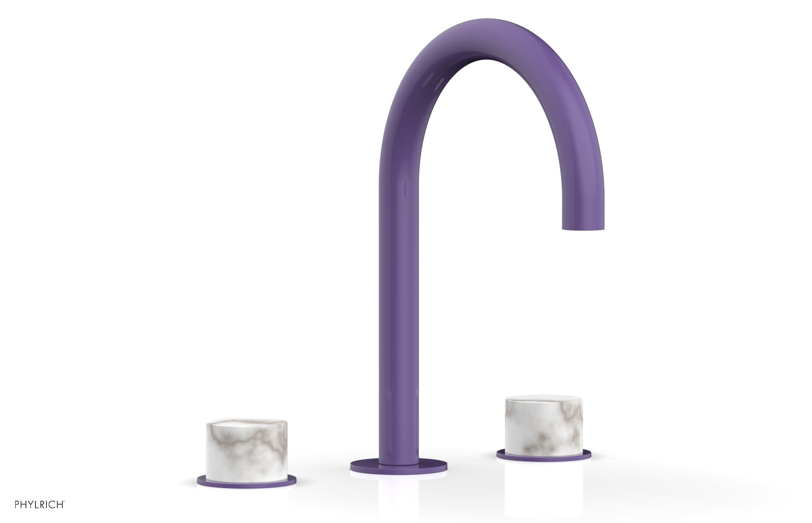 BASIC II Widespread Bathroom Faucet with White Marble Handles - 8 Inch Centerset, Brushed Nickel Finish for Modern Vanity Sinks (Model 230-03) - Perfect for Guest Bathrooms and Powder Rooms