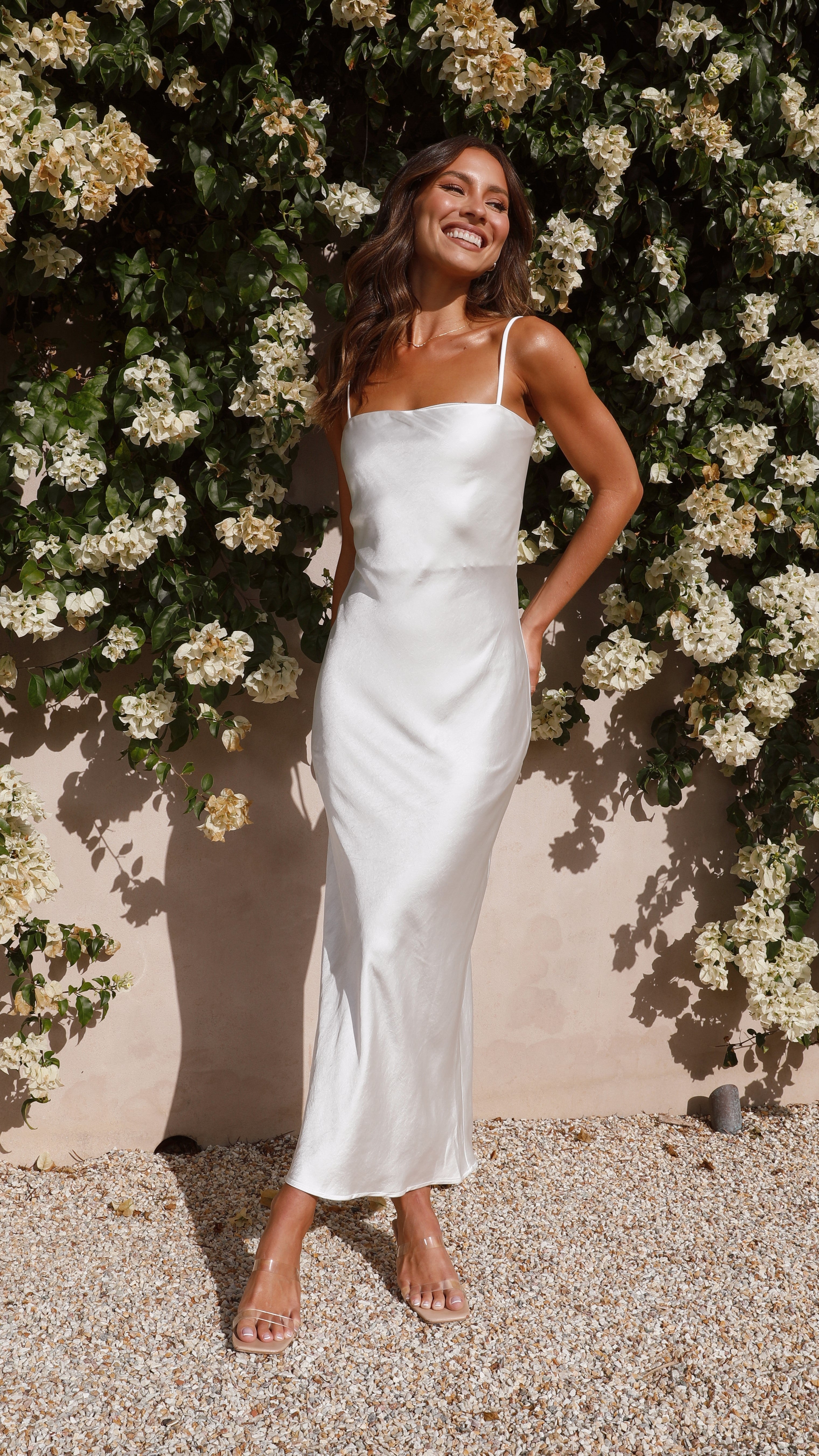 Keira Maxi Dress with Pearl Embellishments - Elegant Long Flowy Dress for Women - Perfect for Weddings, Parties & Summer Outings