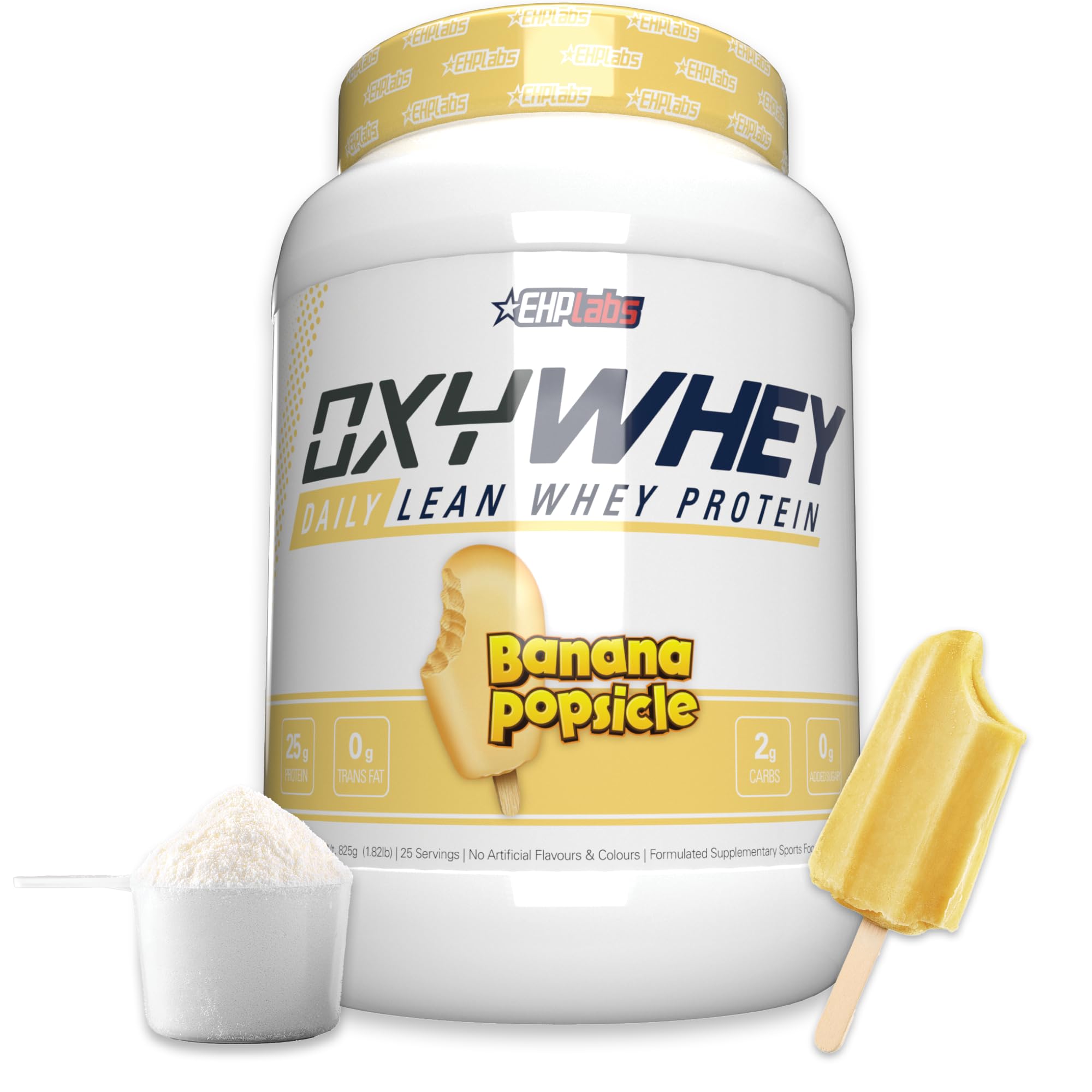 EHP Labs OxyWhey Whey Protein Isolate Powder - 25g Protein per Serving, Sugar-Free Meal Replacement Shake for Muscle Recovery & Weight Management - Banana Flavor (25 Servings) | Perfect for Post-Workout, Breakfast, or Healthy Snacking