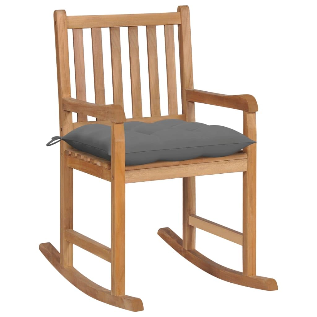 vidaXL Solid Teak Wood Rocking Chair with Cushions - Weather-Resistant Indoor/Outdoor Garden Furniture for Patio, Porch & Backyard Relaxation